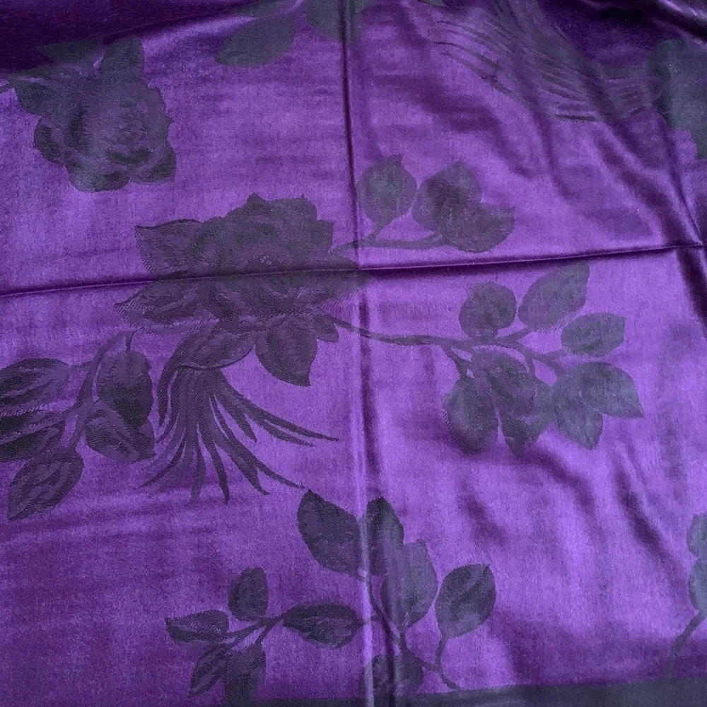 Beautiful Dark Purple Pashmina Silk Shawl/ Scarf/ NEW